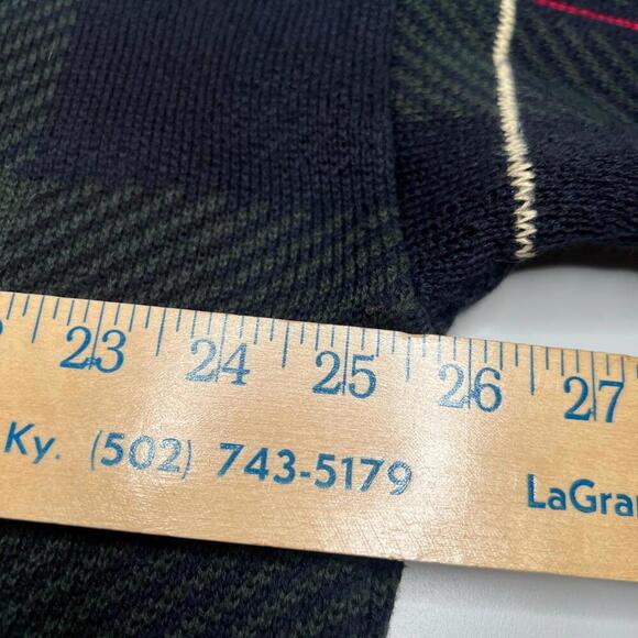 Vintage Woods & Gray Plaid Cotton Sweater Men’s Size L Black Green Red 90s Style - Picture 7 of 11